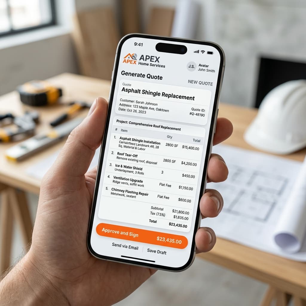 Screenshot of QuoteForge mobile app